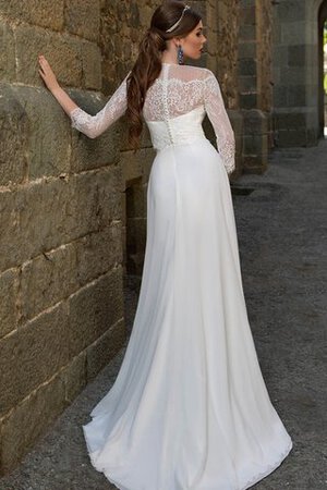 Abito da Sposa con Perline Lungo Naturale in Chiffon A-Line