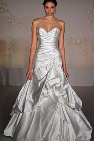 Abito da Sposa in Raso Ball Gown Asimmetrici con Stropicciato Senza Maniche