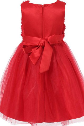 Abito da Cerimonia Bambini in Tulle con Fiore con Fiocco Tondo Senza Maniche