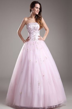 Abito Quinceanera Radiosa in Tulle Senza Spalline in Organza con Perline