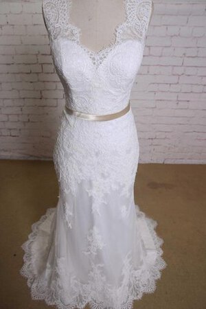 Abito da Sposa con Applique Spazzola Treno A Terra in Pizzo V-Scollo