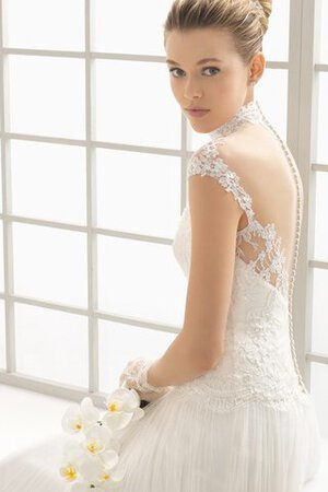 Abito da Sposa Semplice Lunghi con Manica Corte in Pizzo Shiena Sheer