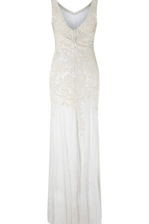 Abito da Sposa con Paillette Spazzola Treno con Perline con Applique V-Scollo