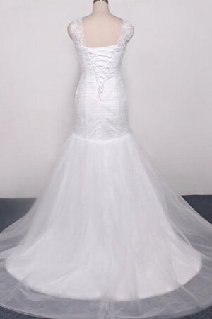 Abito da Sposa in Tulle Sirena in Organza Senza Maniche Cappellino