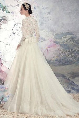 Abito da Sposa Semplice con Piega con Ricamo Conservatore con Fusciacca