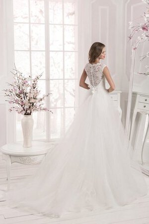 Abito da Sposa con Cristino in Tulle con Tre Quarti Lunghezza Maniche Naturale Lunghi