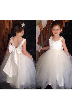 Abito da Cerimonia Bambini Senza Maniche Farfalla Ornamento in Tulle con Fiore