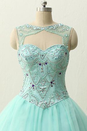 Abito Quinceanera con Increspature con Perline Senza Maniche Allacciato Conotta