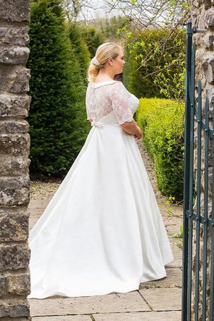 Abito da Sposa A-Line A Terra con Perline in Pizzo con Fiocco