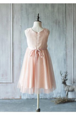 Abito da Cerimonia Bambini A-Line Naturale in Tulle con Fiore con Increspature