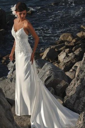 Abito da Sposa Tubino in Raso in Pizzo Schiena Nuda con Increspato