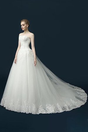 Abito da Sposa con Applique in Tulle con Paillette A Terra in Paillette