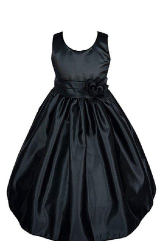 Abito da Cerimonia Bambini in Taffeta Senza Maniche con Fiore con Increspature