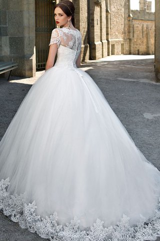 Abito da Sposa Cerniera Radiosa con Manica Corte Lunghi con Applique