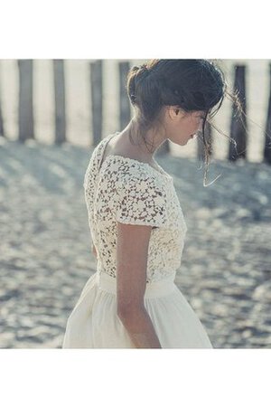 Abito da Sposa Sotto Ginocchio Cappellino con Piega in Pizzo Lusso