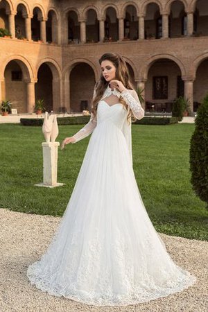 Abito da Sposa Cerniera Cuore con Increspature A Terra Alta Vita