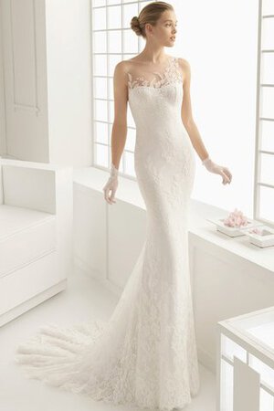 Abito da Sposa in Pizzo con Applique Schiena Nuda Moderno a Chiesa