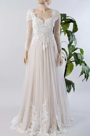 Abito da Sposa Lusso A-Line con Applique Spazzola Treno Retro