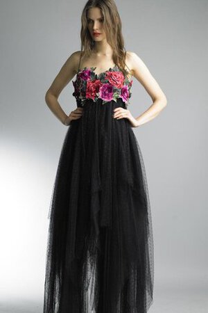 Abito Da Ballo in Pizzo con Applique in Pizzo in Tulle Senza Spalline