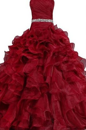 Abito Quinceanera Senza Maniche in Tulle Allacciato Naturale con Stropicciato