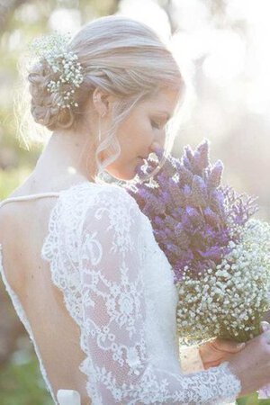 Abito da Sposa Semplice con Maniche Lunghe in Pizzo A-Line A Terra