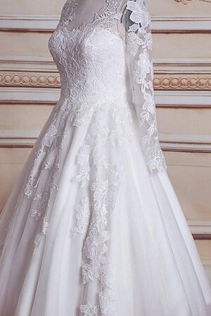 Abito da Sposa A-Line con Bottone Semplice con Maniche Lunghe con Applique