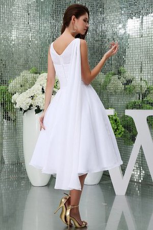 Abito da Sposa Semplice Conservatore A-Line Senza Maniche con Festone