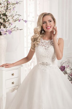 Abito da Sposa in Organza con Applique A Terra Naturale Classico