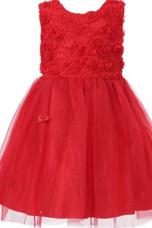 Abito da Cerimonia Bambini in Tulle con Fiore con Fiocco Tondo Senza Maniche