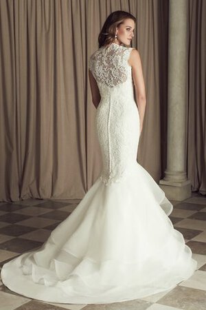 Abito da Sposa Shiena Sheer Convenzionale con Cascata Volant Romantico Senza Maniche