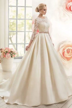 Abito da Sposa A-Line Lusso con Maniche Lunghe con Increspature Vintage