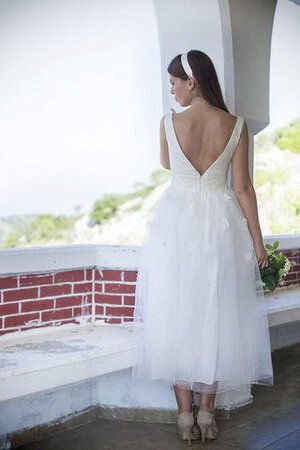 Abito da Sposa Sotto Ginocchio Barchetta con Piega Naturale A-Line