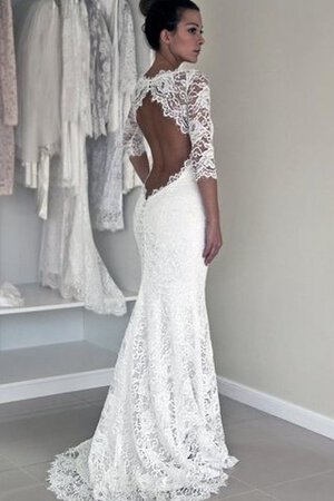 Abito da Sposa Senza Maniche Sirena Lunghi Buco Della Serratura Schiena con Applique