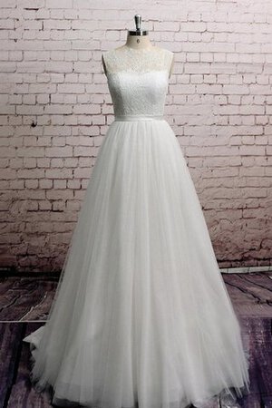 Abito da Sposa in Pizzo Senza Maniche A-Line Lupetto in Tulle