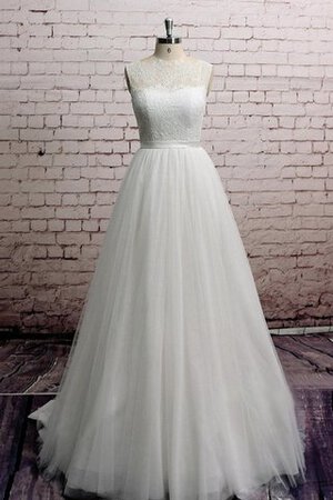 Abito da Sposa in Pizzo Senza Maniche A-Line Lupetto in Tulle