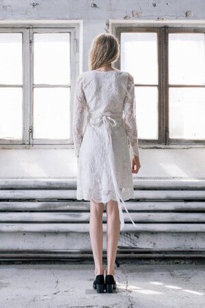 Abito da Sposa con Nastro con Maniche Lunghe con Fiocco con Criss-cross V-Scollo