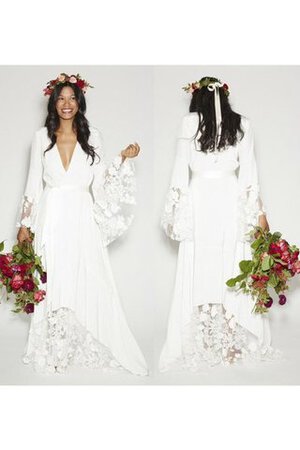 Abito da Sposa con Maniche Lunghe Semplice in Pizzo A-Line Ampio