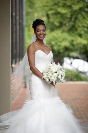 Abito da Sposa in Organza Senza Maniche con Increspature A Terra in Tulle