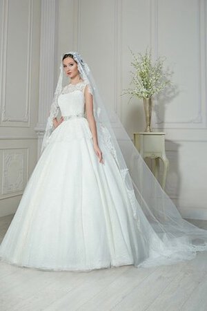 Abito da Sposa in Tulle Radiosa Senza Maniche Conservatore Coda A Strascico Corto