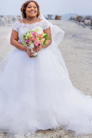 Abito da Sposa A-Line Cappellino Moderno con Piega con Applique