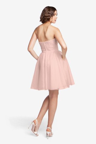 Abito da damigella Mini in Pizzo in Tulle A-Line