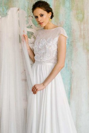 Abito da Sposa Profondo V-scollo Formale E Informale con Manica Corte con Nastro in Pizzo