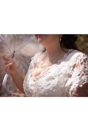 Abito da Sposa A-Line Ampio A Terra in Pizzo V-Scollo