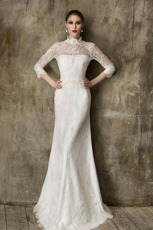 Abito da Sposa A-Line in Pizzo Coda A Strascico Corto Originale Stravagante