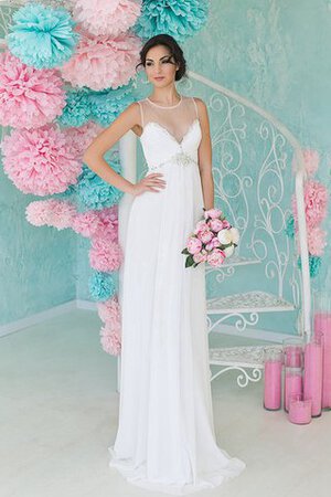 Abito da Sposa con Increspato Senza Maniche in Chiffon Spazzola Treno Tondo