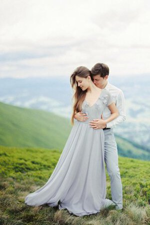 Abito da Sposa V-Scollo A-Line in Chiffon Semplice Formale E Informale