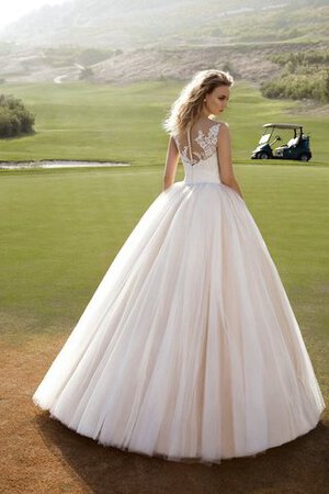 Abito da Sposa con Applique Naturale V-Scollo A Terra Radiosa