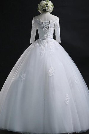 Abito da Sposa Fuori dalla spalla Lunghi in Tulle con Tre Quarti Lunghezza Maniche Sogno