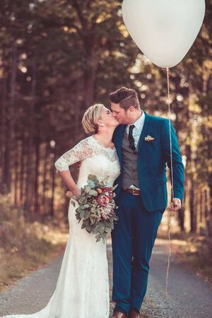 Abito da Sposa Sirena Buco Della Serratura Schiena con Applique in Pizzo Senza Maniche