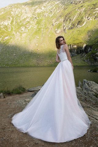 Abito da Sposa A-Line A Terra Lunghi in Tulle Naturale